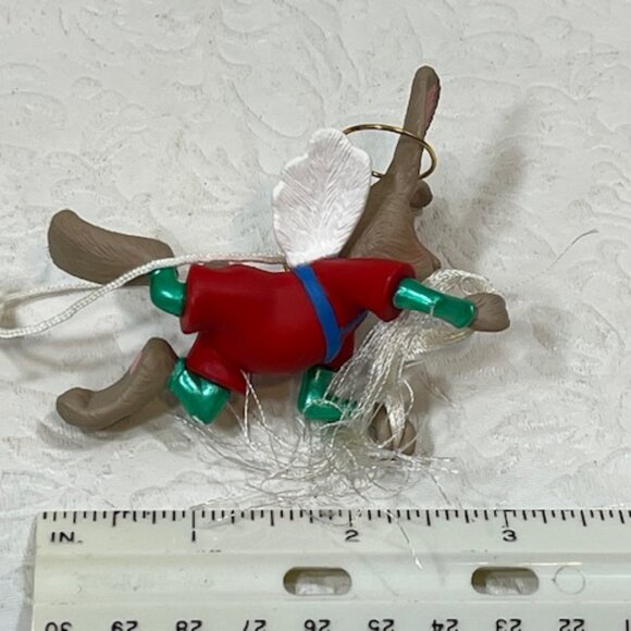 VTG 1994 Hallmark Keepsake Flying "Angel Hare" w/Brass Halo Christmas Ornament - Picture 9 of 14
